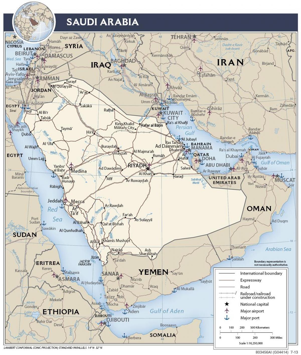 نقشه عربستان سعودی بنادر