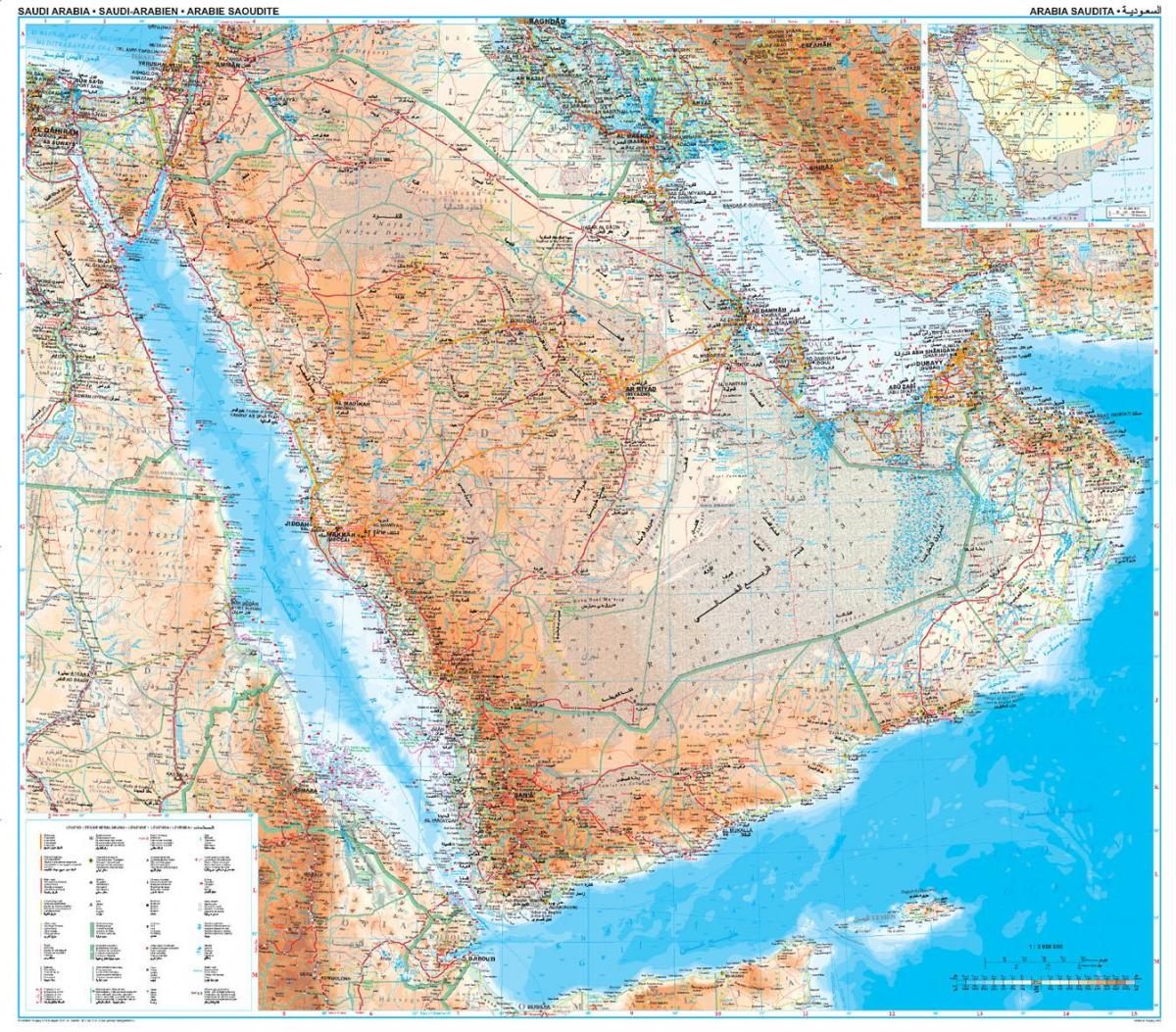 نقشه عربستان سعودی توپوگرافی