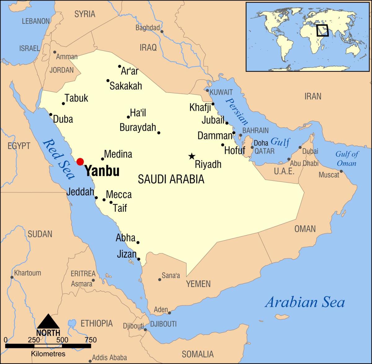 ینبع عربستان نقشه