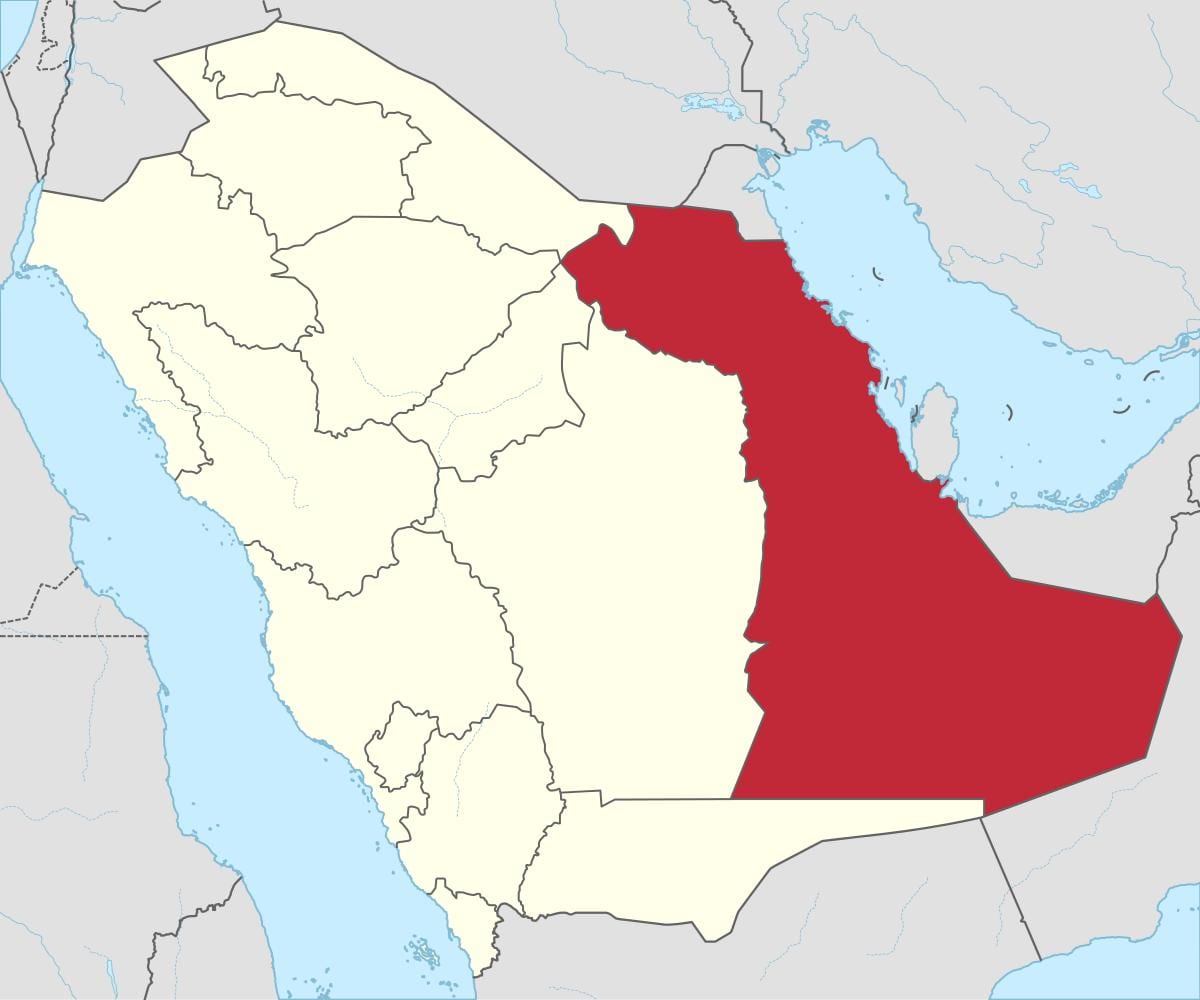 نقشه استان شرقی عربستان سعودی