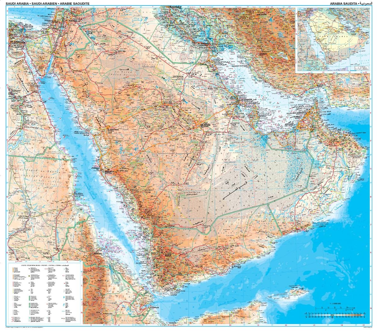 نقشه عربستان سعودی توپوگرافی