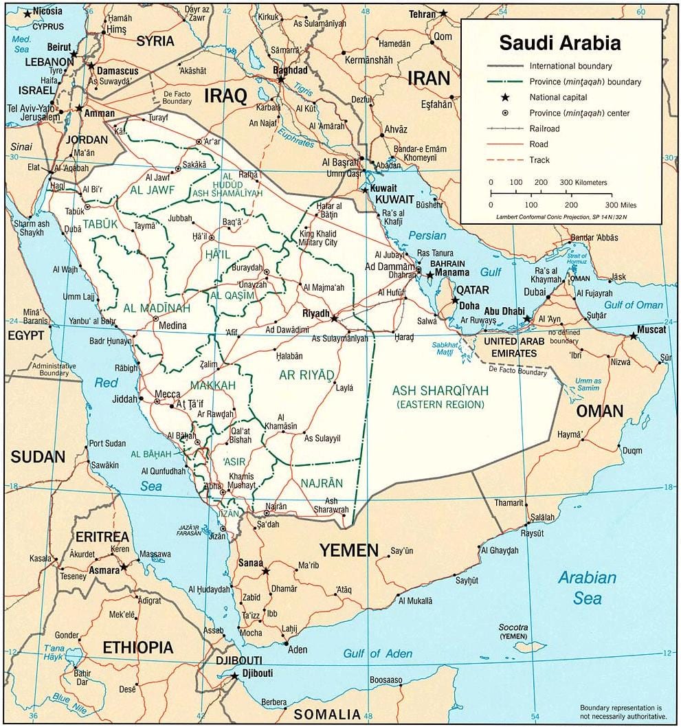 نقشه عربستان سعودی, سیاسی