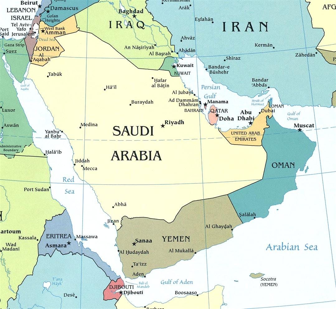 نقشه عربستان, شبه جزیره عربستان,
