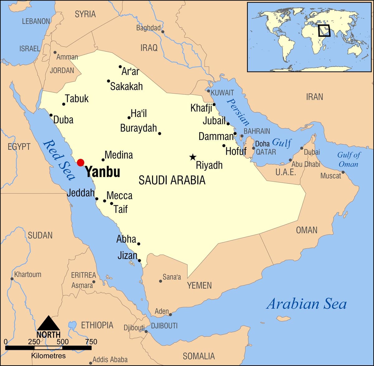 ینبع عربستان نقشه
