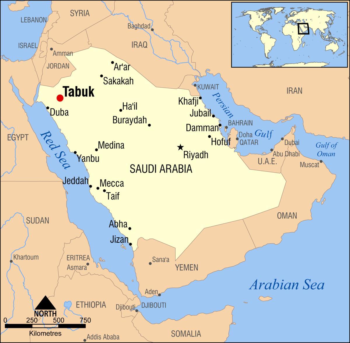 تبوک عربستان نقشه