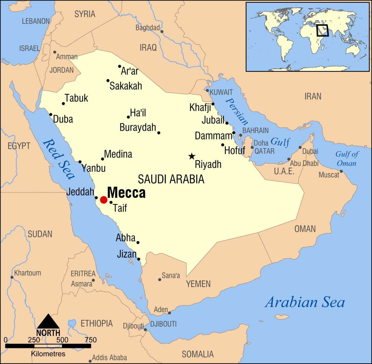 نقشه شهر مکه در عربستان سعودی