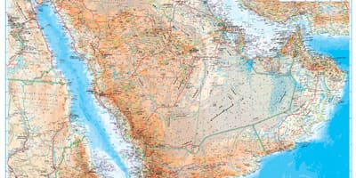 نقشه عربستان سعودی توپوگرافی