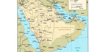 عربستان سعودی با نقشه شهرهای بزرگ