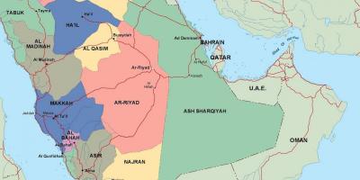 نقشه عربستان سعودی شهرستانها